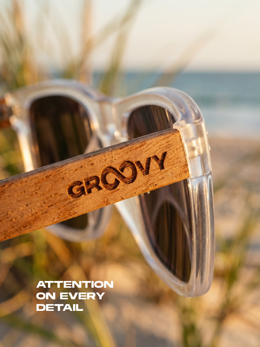 Outrider square sunglasses sky TR90 frame beech zebra wood temples - polarised UV400 eco-friendly sunnies Manly Beach Australia