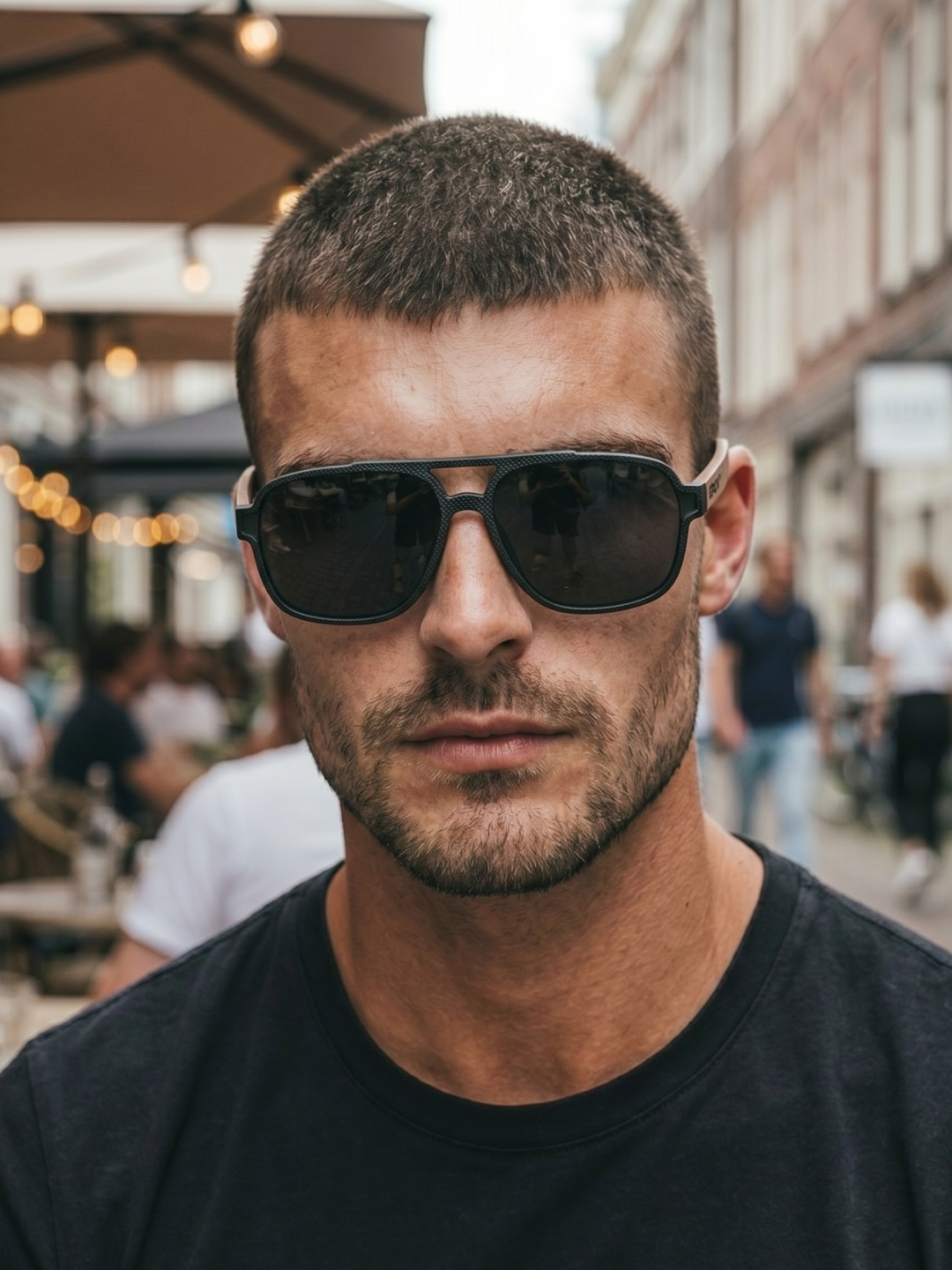 Pilot aviator sunglasses black TR90 rubber frame dark oak wood temples - polarised UV400 eco-friendly sunnies Manly Beach Australia