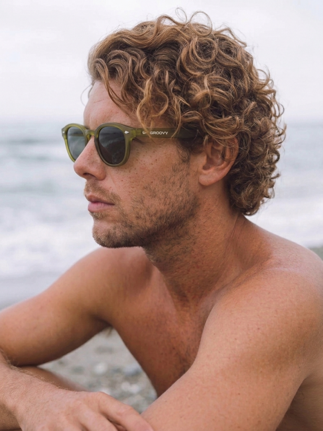 Breeze round retro sunglasses grass recycled PET frame - polarised UV400 eco-friendly sunnies Manly Beach Australia
