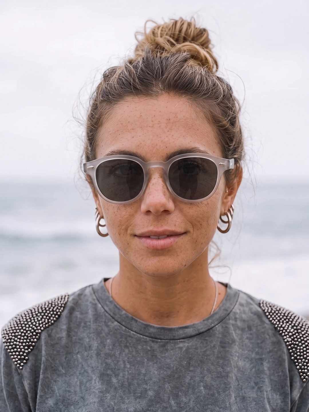 Breeze round retro sunglasses grass recycled PET frame - polarised UV400 eco-friendly sunnies Manly Beach Australia