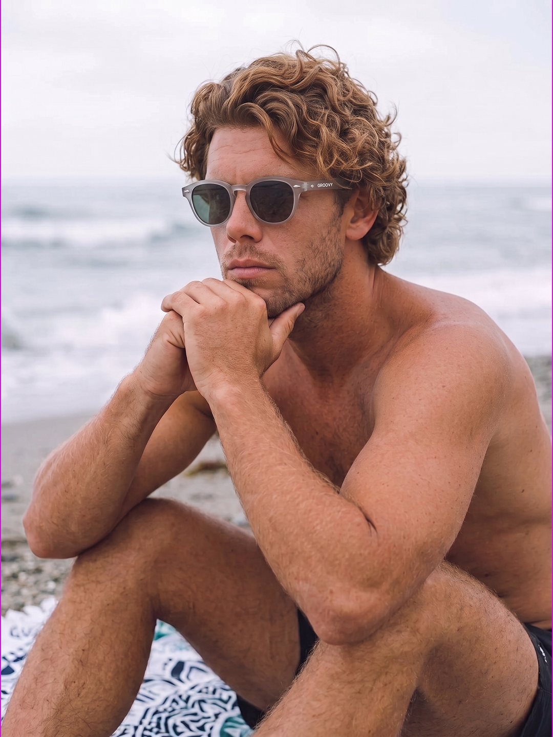 Breeze round retro sunglasses grass recycled PET frame - polarised UV400 eco-friendly sunnies Manly Beach Australia