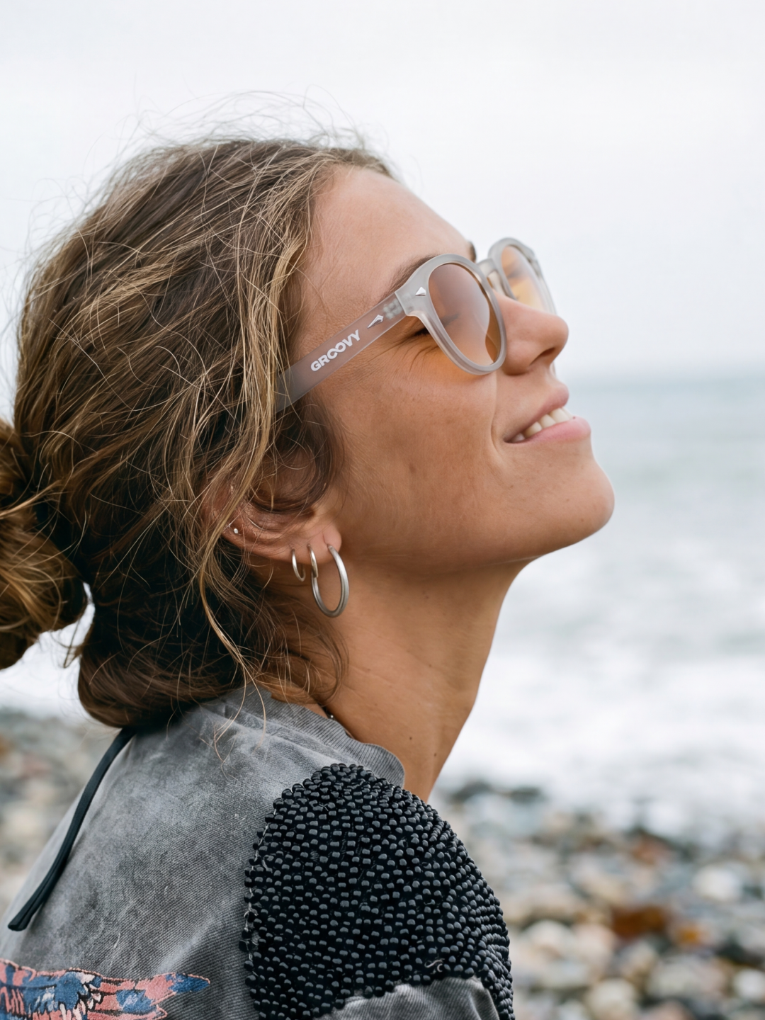 Breeze round retro sunglasses grass recycled PET frame - polarised UV400 eco-friendly sunnies Manly Beach Australia