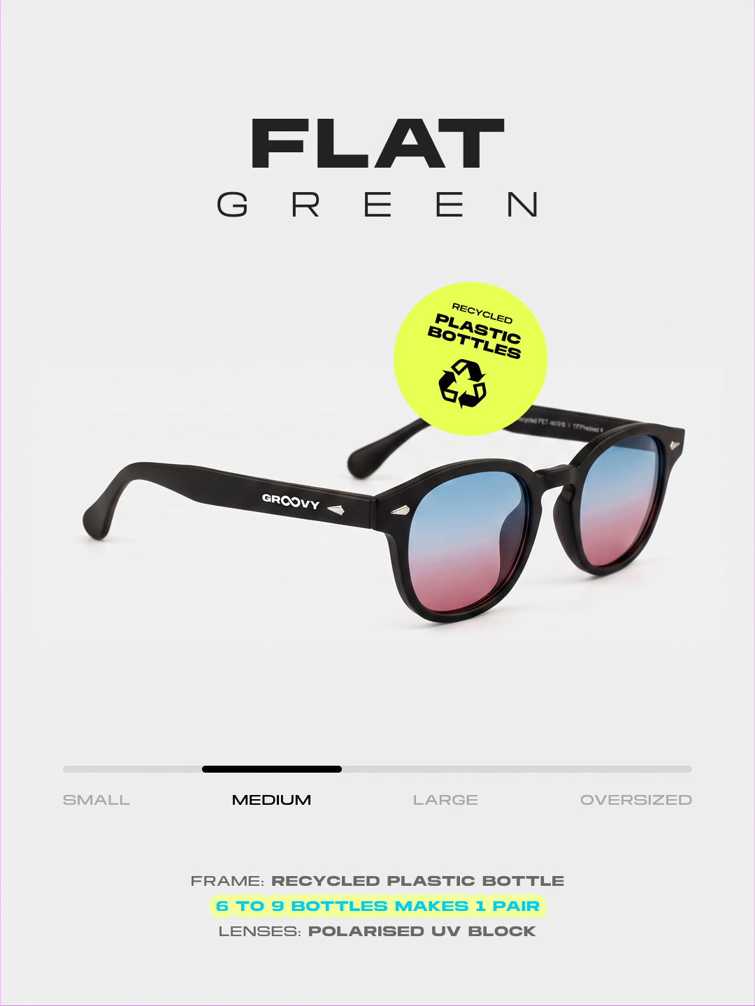 Breeze round retro sunglasses grass recycled PET frame - polarised UV400 eco-friendly sunnies Manly Beach Australia