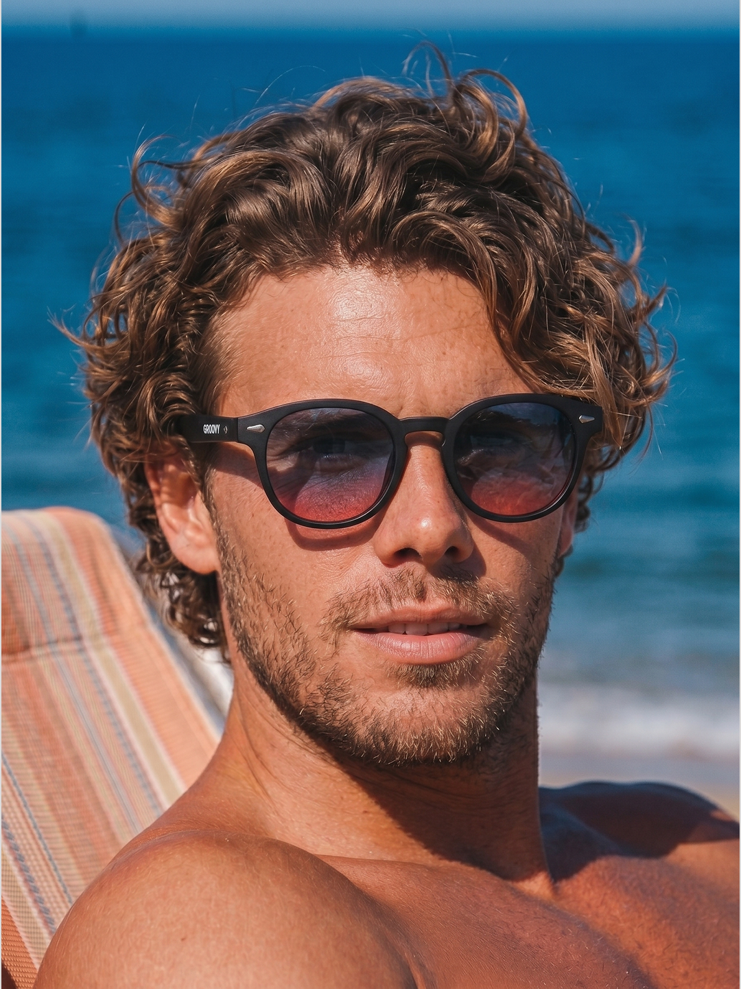 Breeze round retro sunglasses tan recycled PET frame - polarised UV400 eco-friendly sunnies Manly Beach Australia