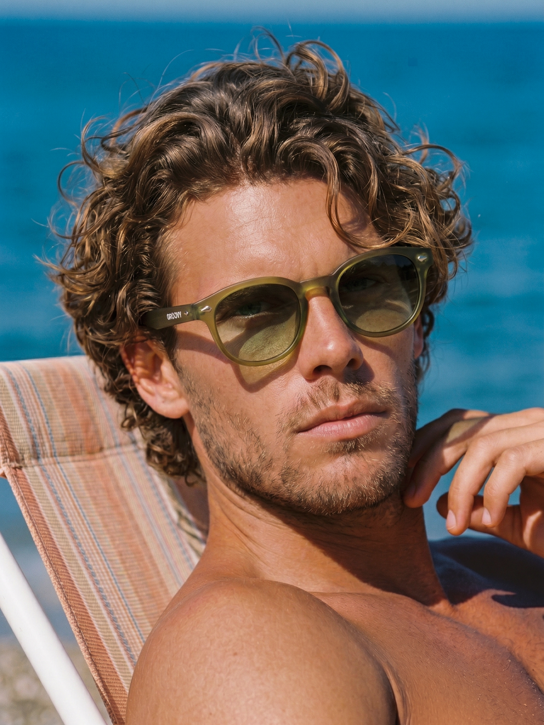 Breeze round retro sunglasses grass recycled PET frame - polarised UV400 eco-friendly sunnies Manly Beach Australia