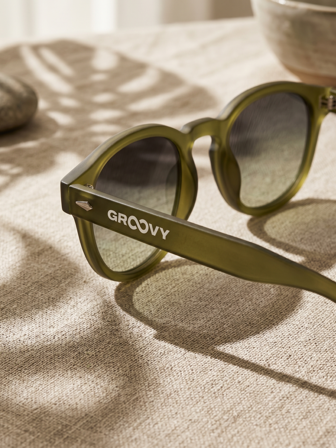 Breeze round retro sunglasses grass recycled PET frame - polarised UV400 eco-friendly sunnies Manly Beach Australia