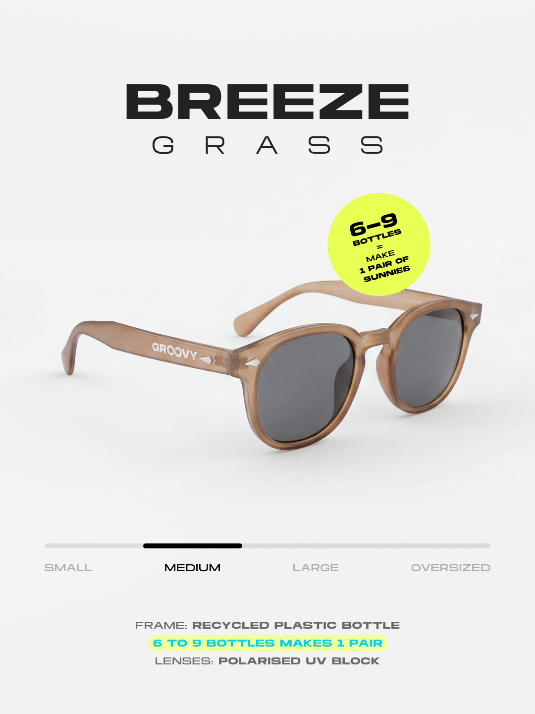 Breeze round retro sunglasses tan recycled PET frame - polarised UV400 eco-friendly sunnies Manly Beach Australia