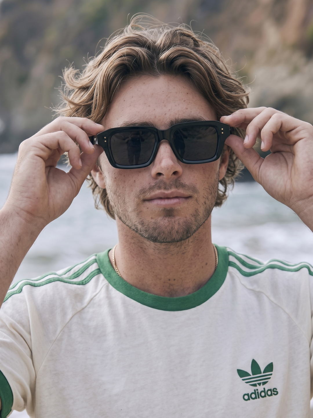 Flat square retro sunglasses black recycled PET frame - polarised UV400 eco-friendly sunnies - Male - men -Australia