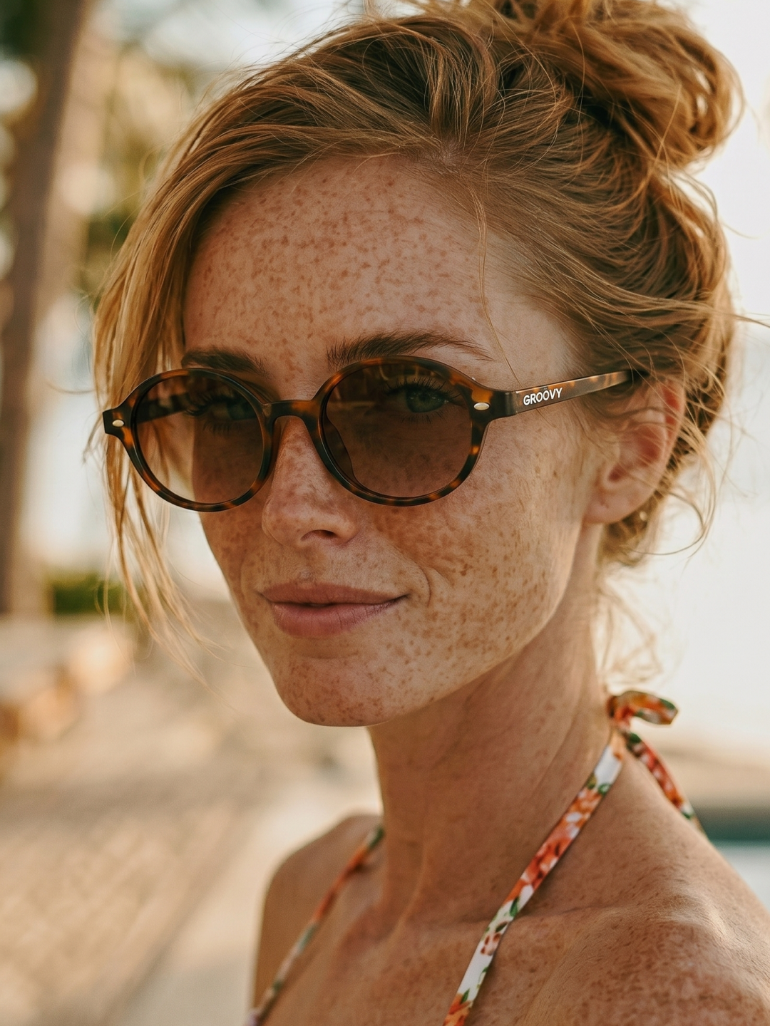 Loom round retro trend summer 2027 sunglasses tan recycled PET frame - polarised UV400 eco-friendly sunnies Manly Beach Australia