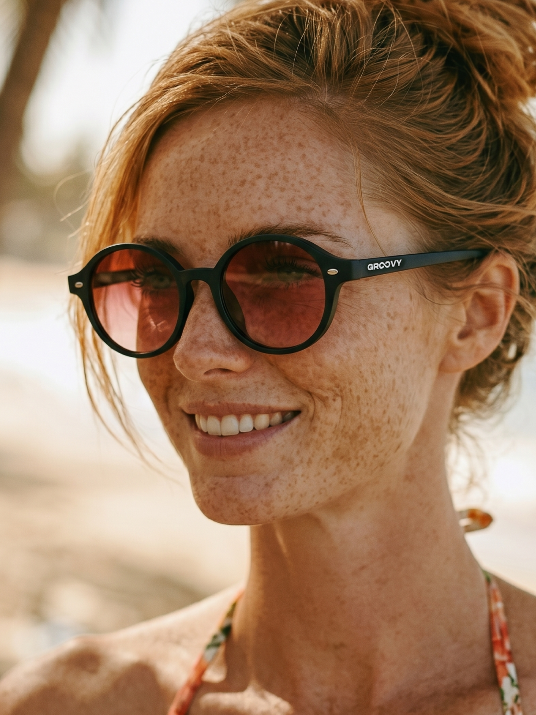 Loom round retro trend summer 2027 sunglasses tan recycled PET frame - polarised UV400 eco-friendly sunnies Manly Beach Australia