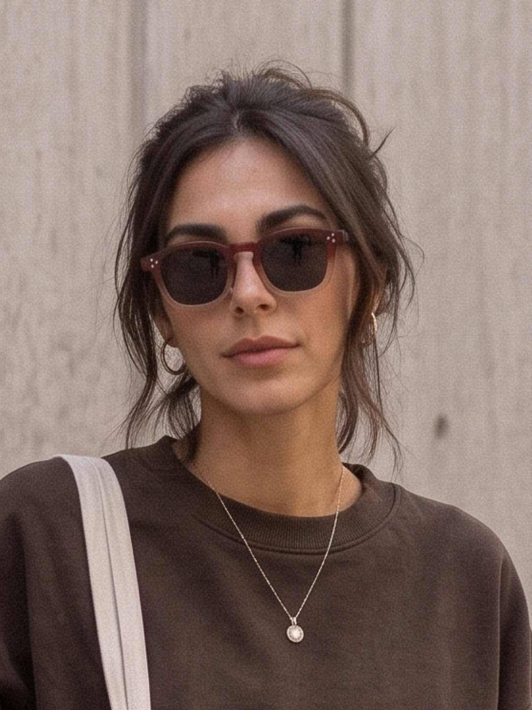 Seven geometric keyhole sunglasses cappuccino recycled PET frame - polarised UV400 eco-friendly sunnies Manly Beach Australia