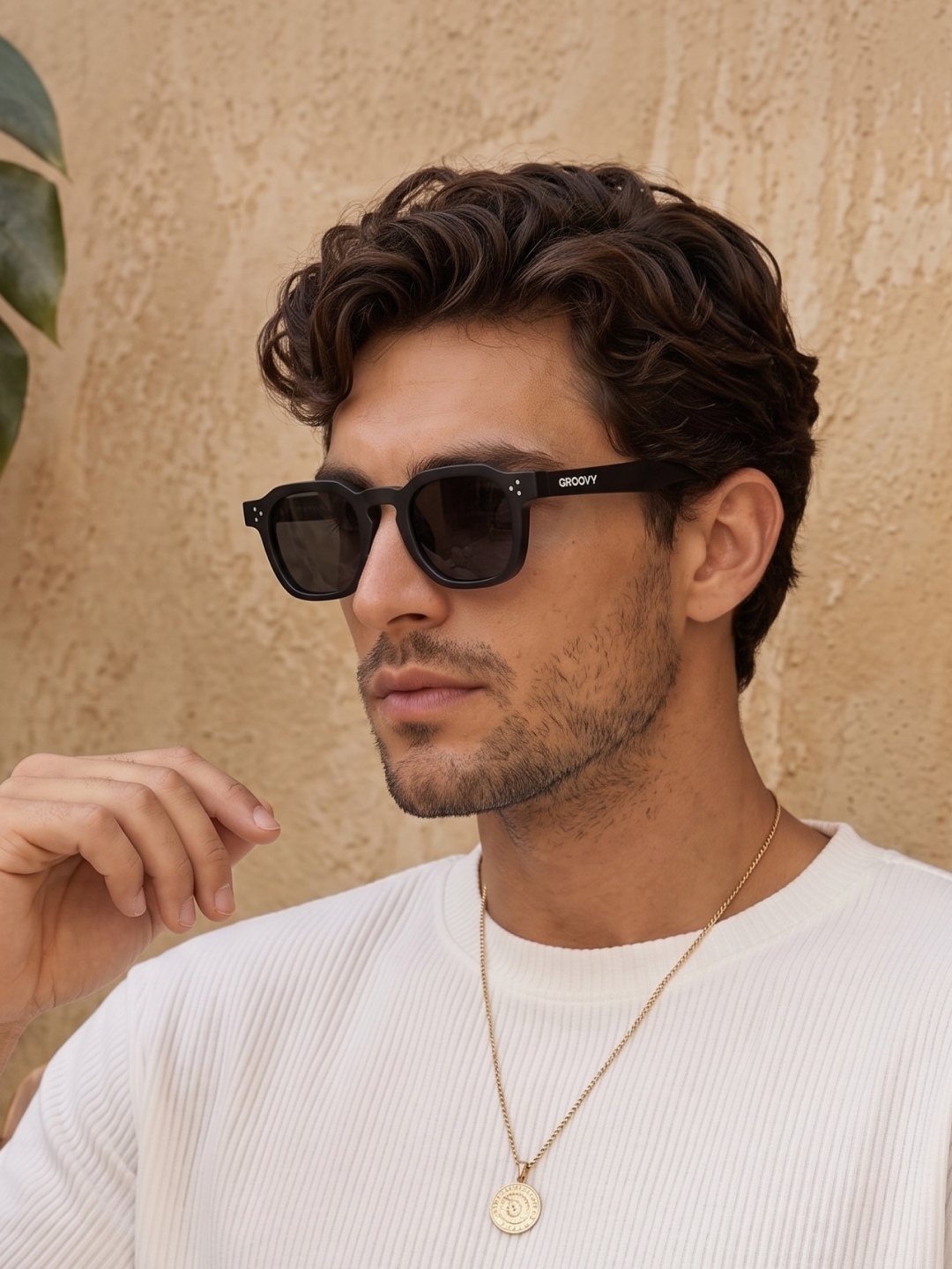 Seven geometric keyhole sunglasses black recycled PET frame - polarised UV400 eco-friendly sunnies Manly Beach Australia