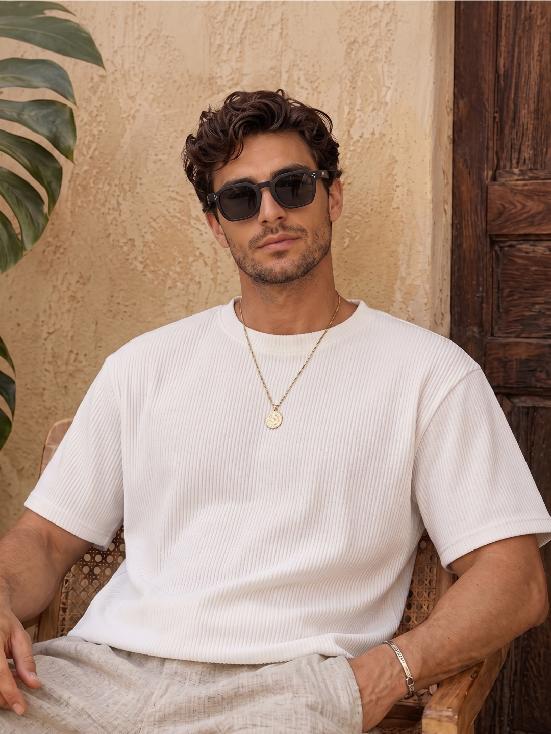 Seven geometric keyhole sunglasses black recycled PET frame - polarised UV400 eco-friendly sunnies Manly Beach Australia