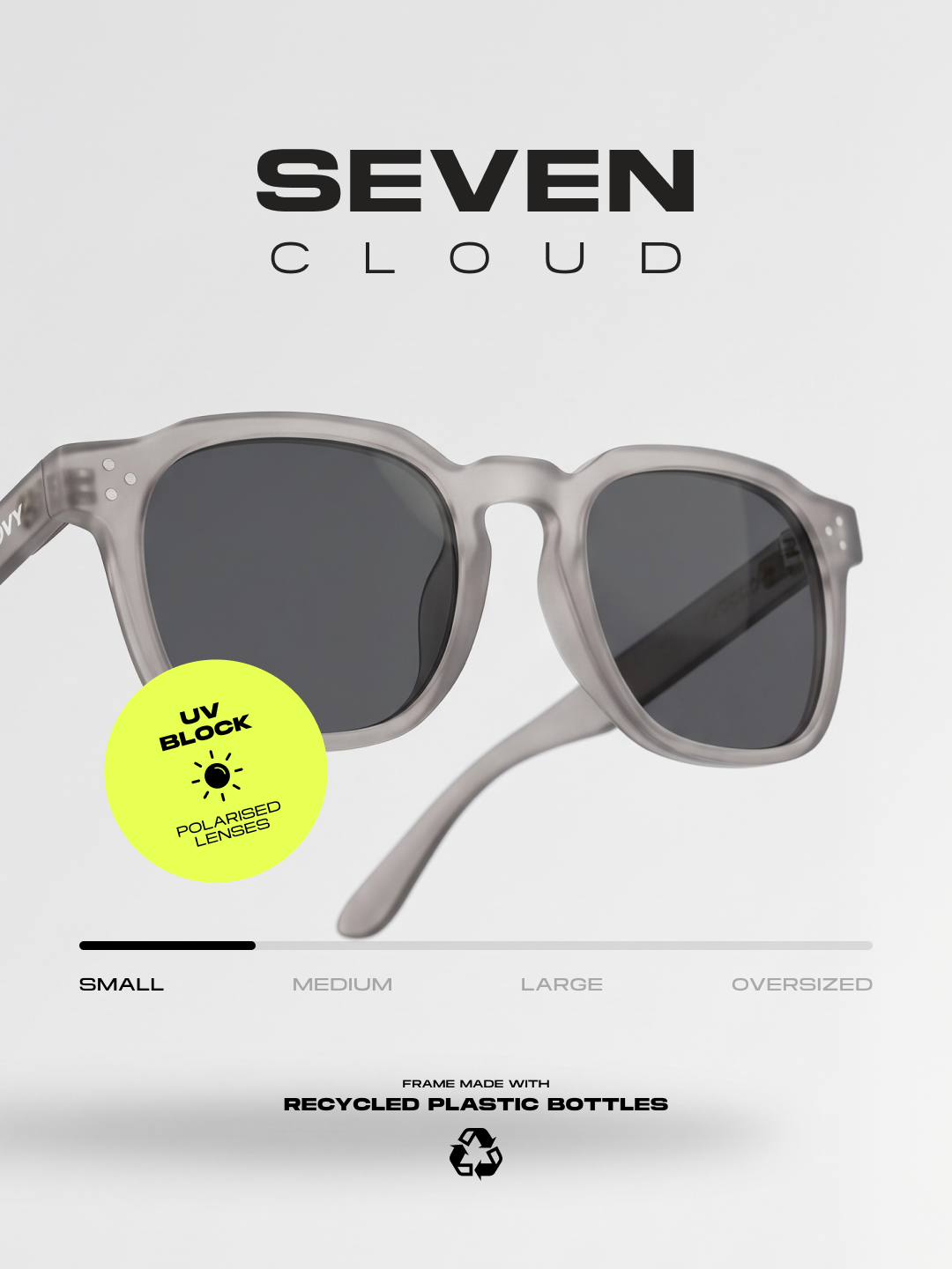 Seven geometric keyhole sunglasses cloud recycled PET frame - polarised UV400 eco-friendly sunnies Manly Beach Australia