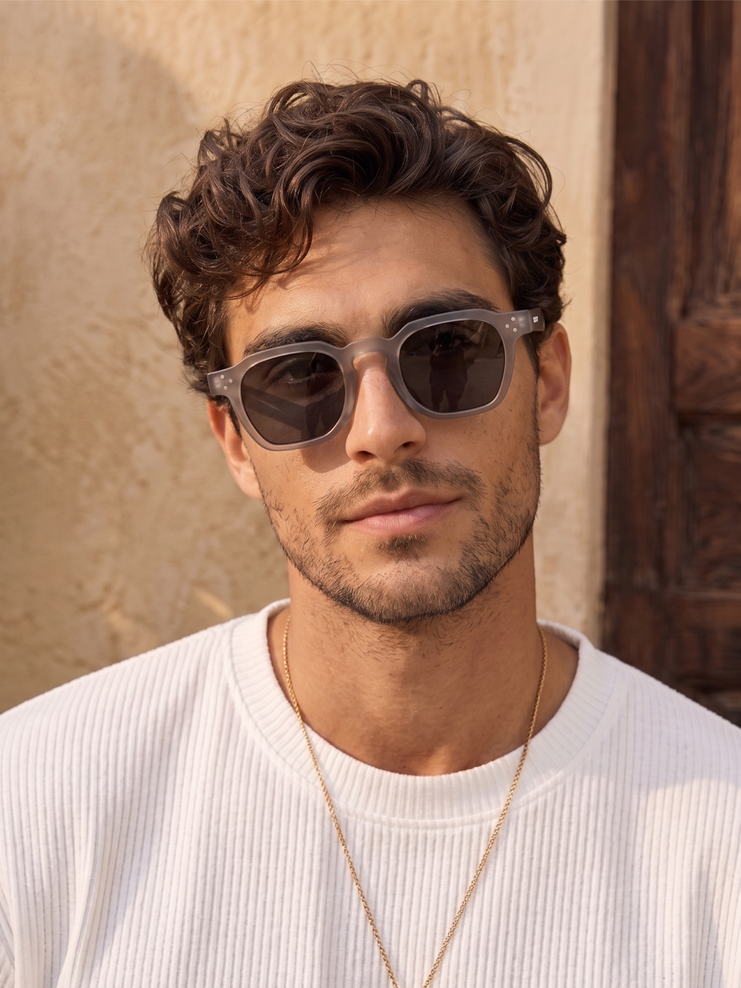 Seven geometric keyhole sunglasses cloud recycled PET frame - polarised UV400 eco-friendly sunnies Manly Beach Australia