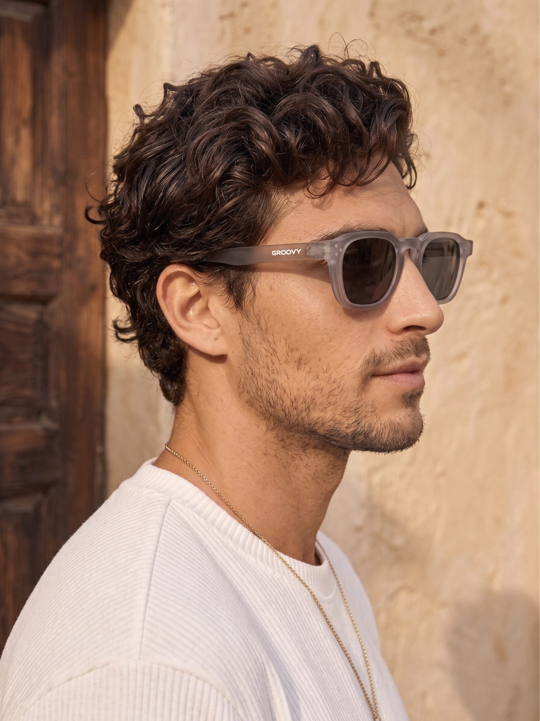 Seven geometric keyhole sunglasses cloud recycled PET frame - polarised UV400 eco-friendly sunnies Manly Beach Australia