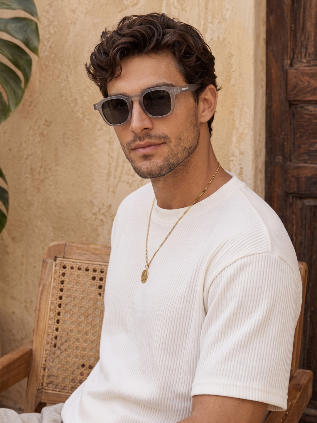 Seven geometric keyhole sunglasses cloud recycled PET frame - polarised UV400 eco-friendly sunnies Manly Beach Australia