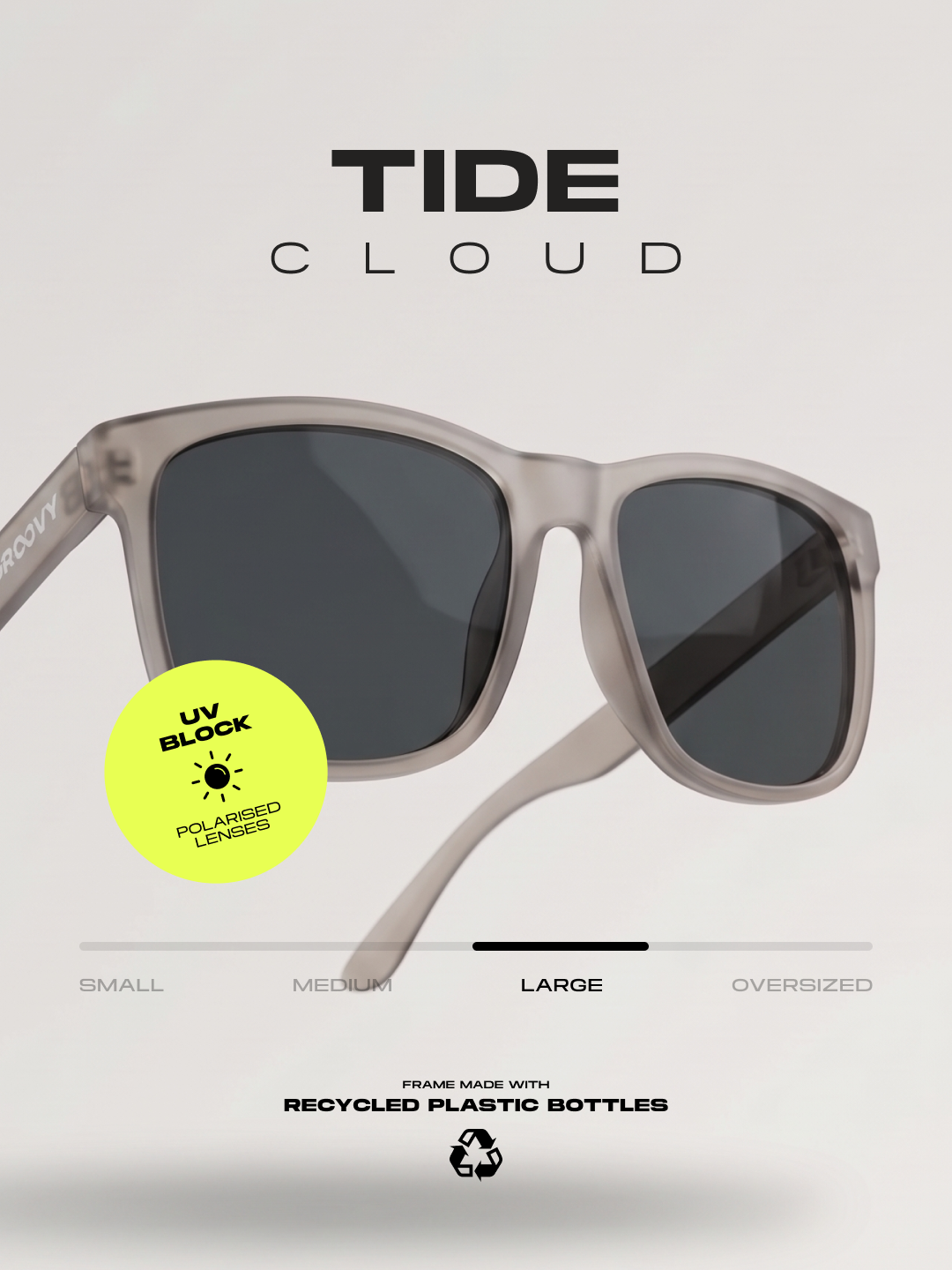 Tide surf wayfarer sunglasses cloud recycled PET frame - polarised UV400 eco-friendly sunnies Manly Beach Australia