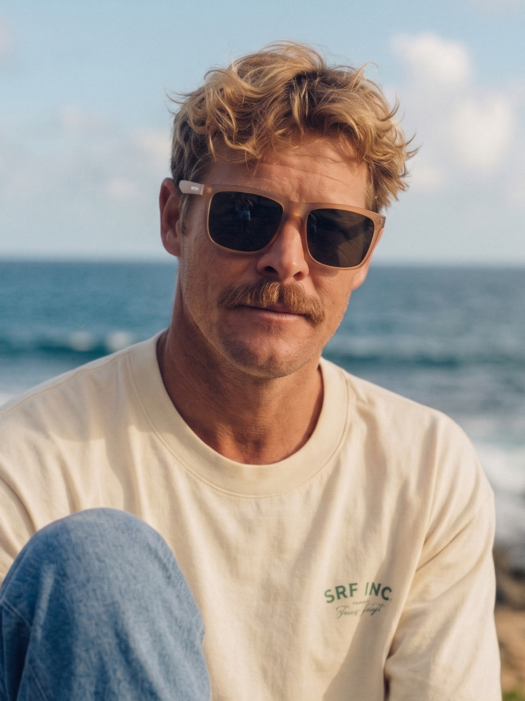 Tide surf wayfarer sunglasses tan recycled PET frame - polarised UV400 eco-friendly sunnies Manly Beach Australia