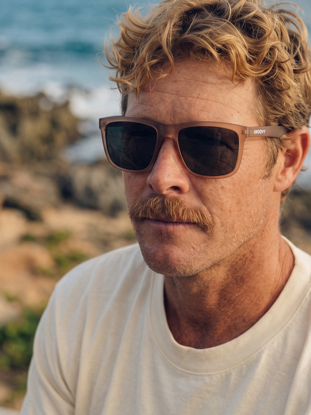 Tide surf wayfarer sunglasses tan recycled PET frame - polarised UV400 eco-friendly sunnies Manly Beach Australia