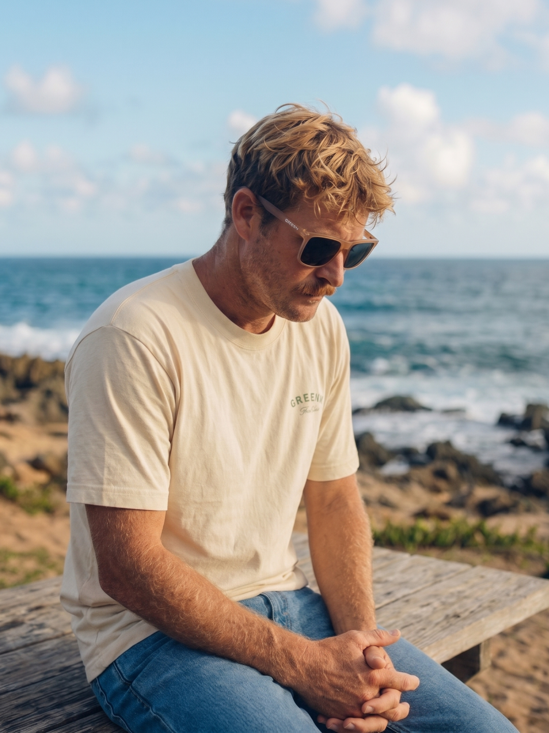Tide surf wayfarer sunglasses tan recycled PET frame - polarised UV400 eco-friendly sunnies Manly Beach Australia