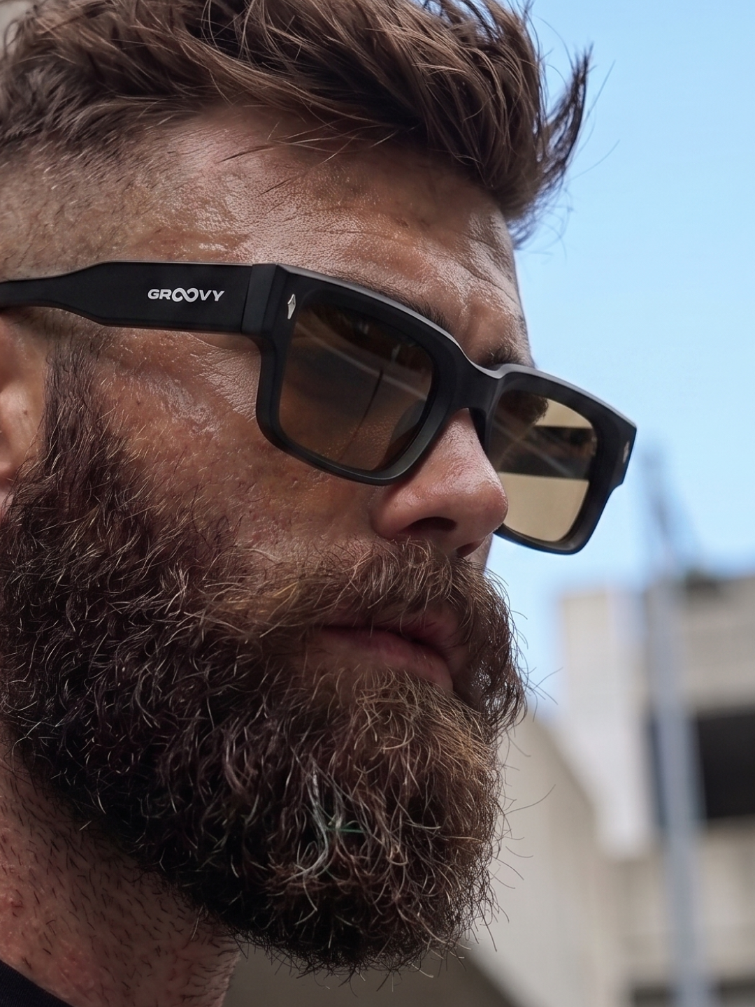 Slate bold square sunglasses matte black TR90 acetate frame - polarised UV400 eco-friendly sunnies Manly Beach Australia
