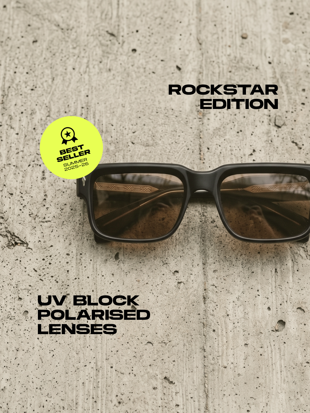 Slate bold square sunglasses matte black TR90 acetate frame - polarised UV400 eco-friendly sunnies Manly Beach Australia
