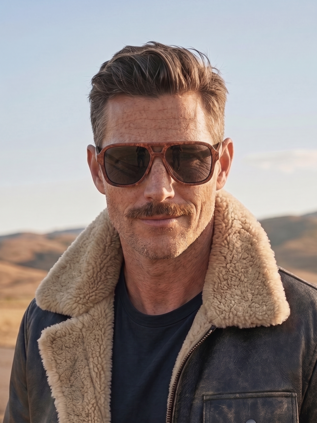 Aviator wood sunglasses red burl laminated timber frame - polarised UV400 eco-friendly sunnies Manly Beach Australia #color_red-burl