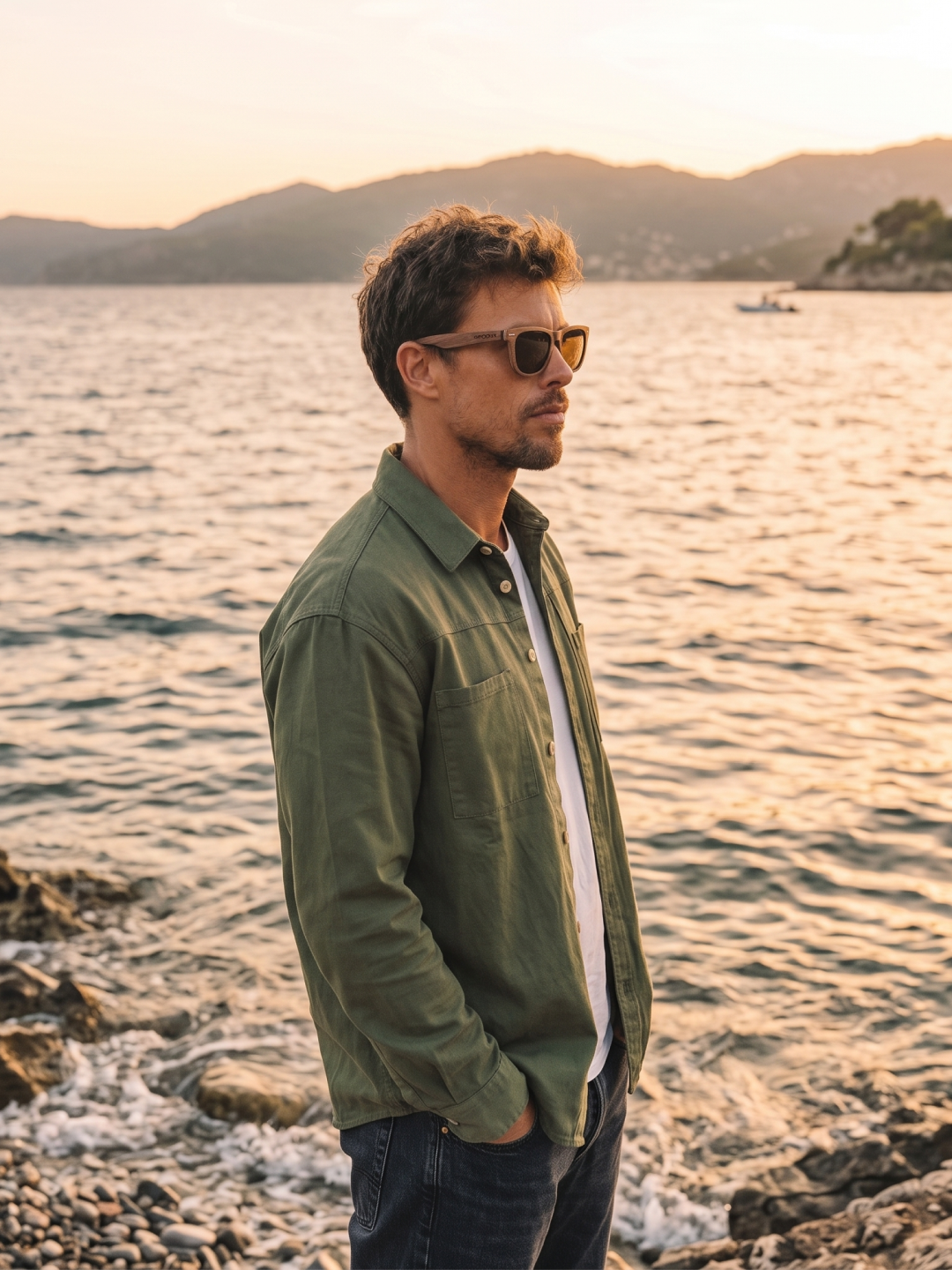 Wayford wayfarer wood sunglasses walnut laminated timber frame - polarised UV400 eco-friendly sunnies Manly Beach Australia