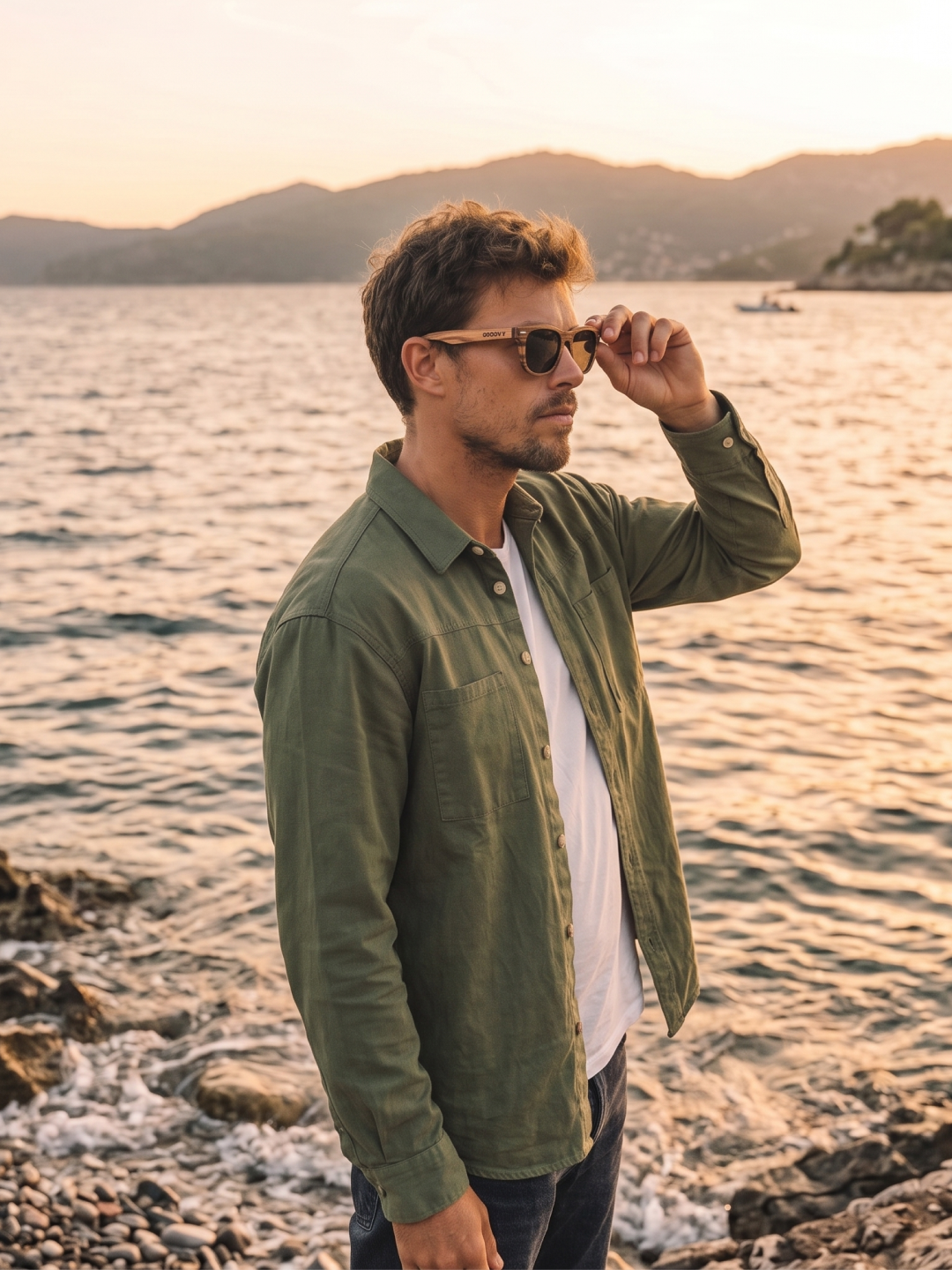 Wayford wayfarer wood sunglasses zebra wood laminated timber frame - polarised UV400 eco-friendly sunnies Manly Beach Australia