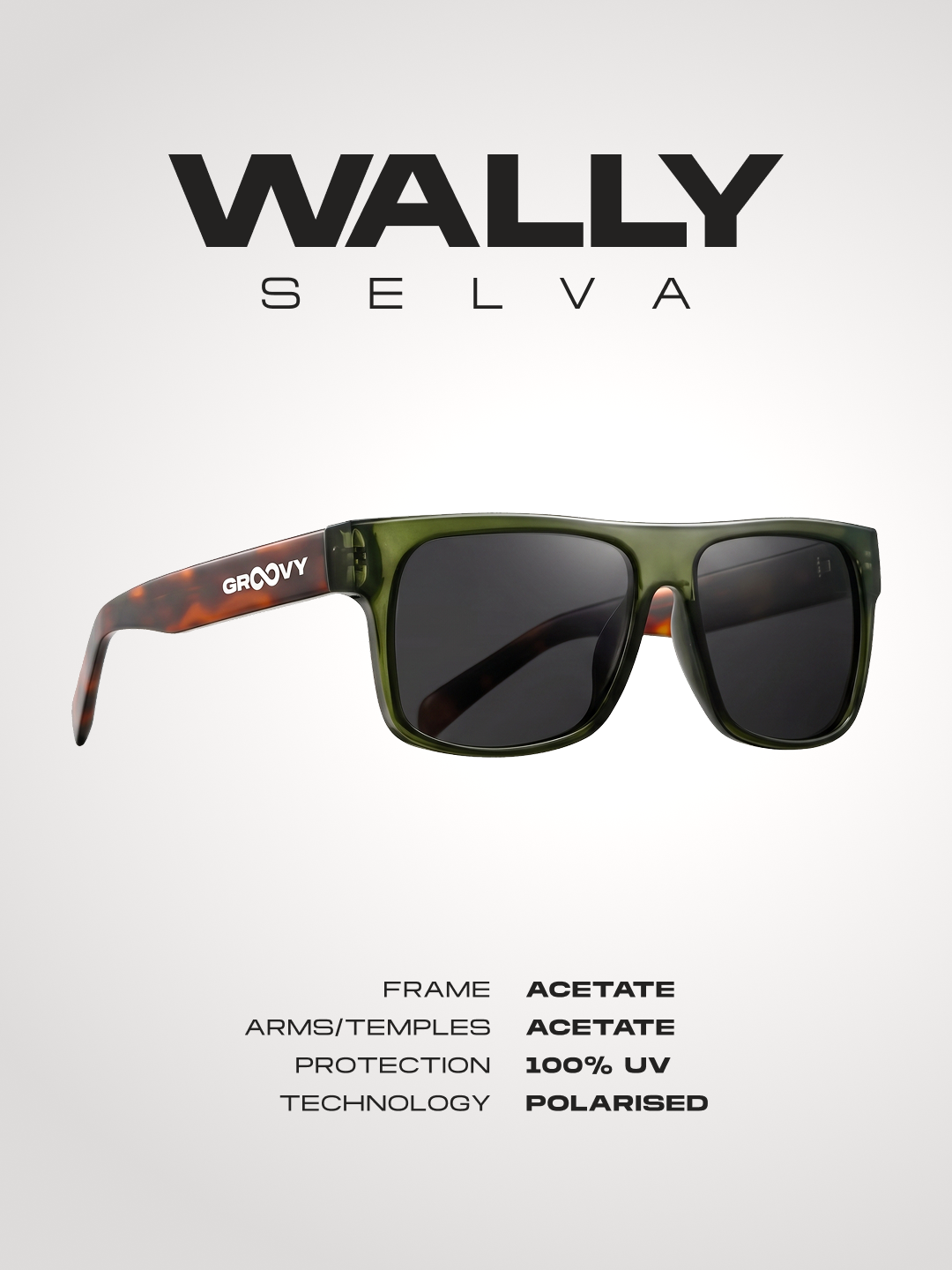 Wally squared surf sunglasses acetate frame - polarised UV400 eco-friendly sunnies Manly Beach Australia