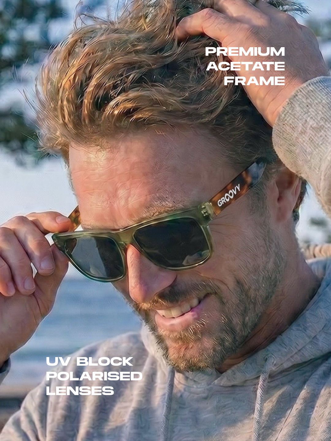 Wally squared surf sunglasses acetate frame - polarised UV400 eco-friendly sunnies Manly Beach Australia