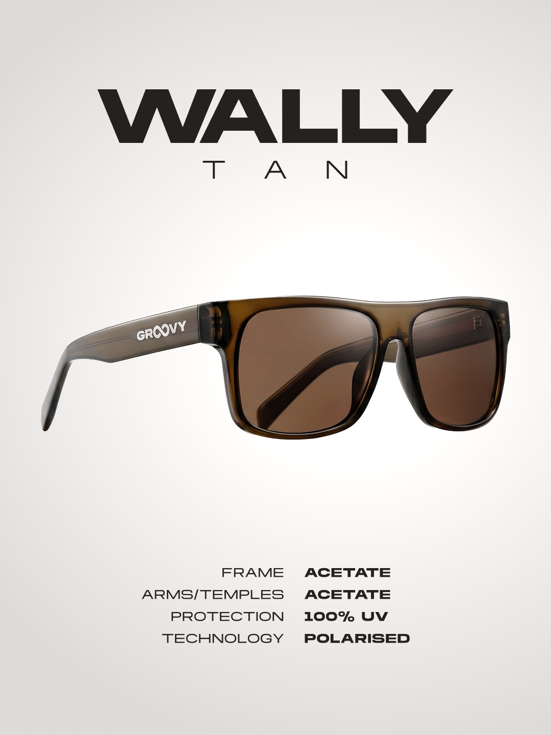 Wally squared surf sunglasses acetate frame - polarised UV400 eco-friendly sunnies Manly Beach Australia
