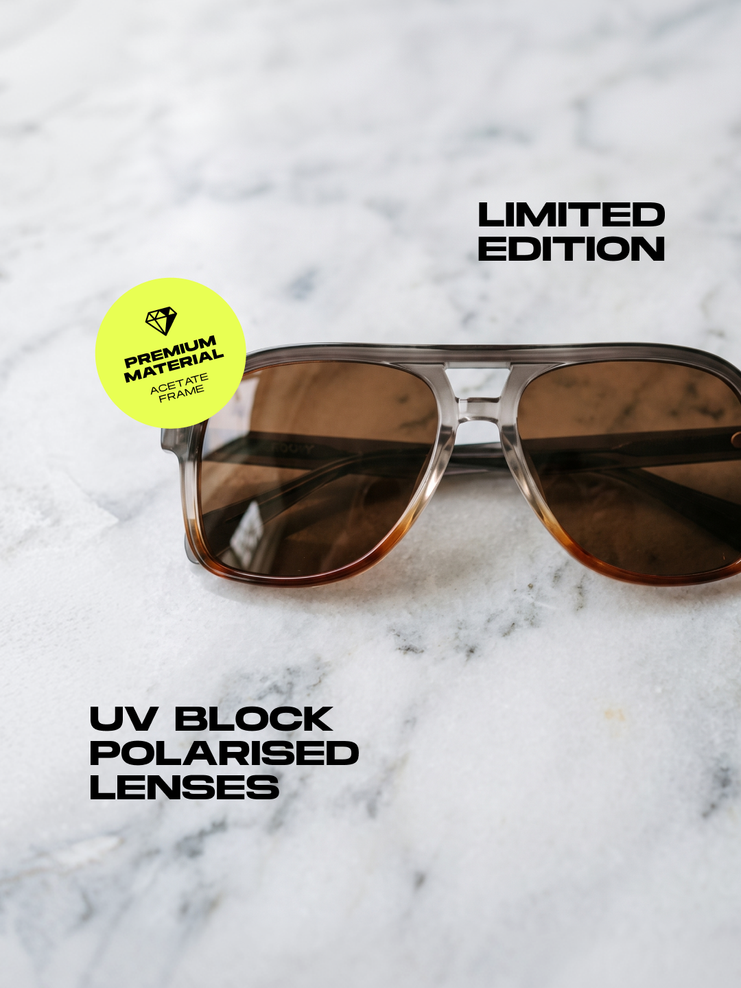 Skyer aviator retro sunglasses sunrise premium acetate frame - gradient polarised UV400 eco-friendly sunnies Manly Beach Australia