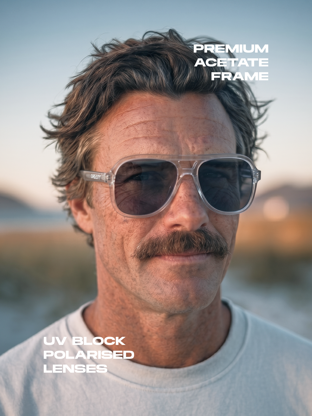 Skyer aviator retro sunglasses lucid acetate frame - polarised UV400 eco-friendly sunnies Manly Beach Australia