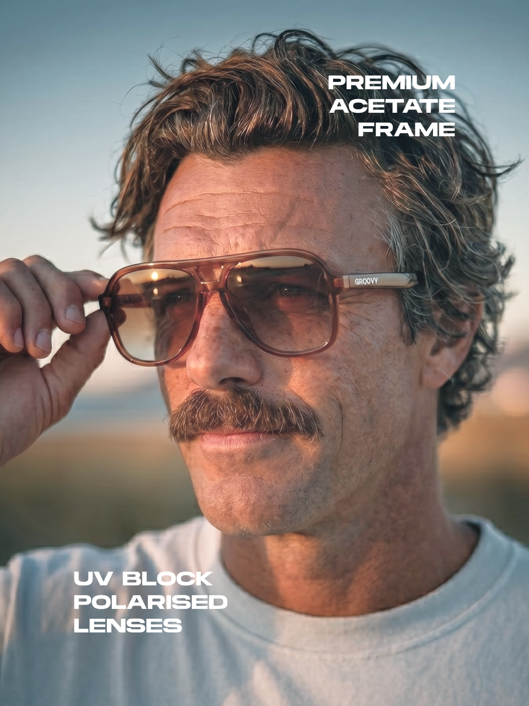 Skyer aviator retro sunglasses lucid acetate frame - polarised UV400 eco-friendly sunnies Manly Beach Australia