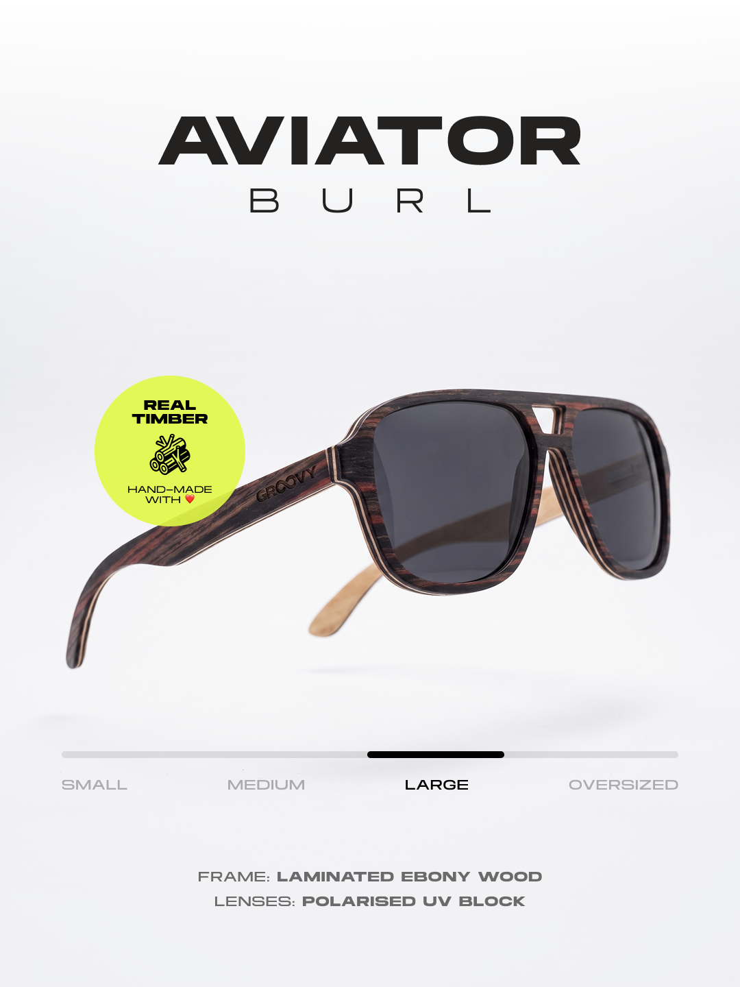 Aviator wood sunglasses ebony laminated timber frame - polarised UV400 eco-friendly sunnies Manly Beach Australia