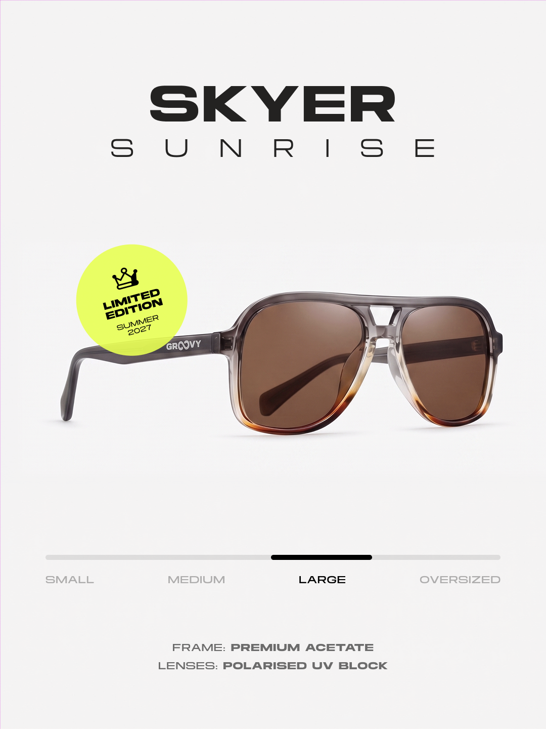 Skyer aviator retro sunglasses sunrise premium acetate frame - gradient polarised UV400 eco-friendly sunnies Manly Beach Australia 