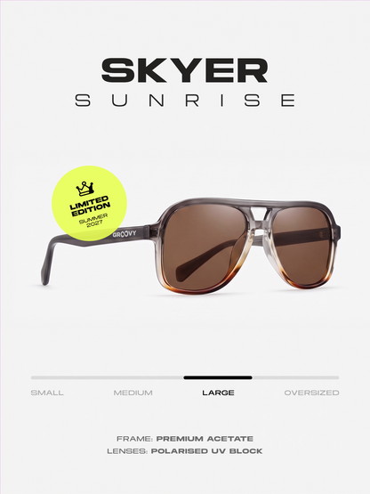 Skyer aviator retro sunglasses sunrise premium acetate frame - gradient polarised UV400 eco-friendly sunnies Manly Beach Australia 
