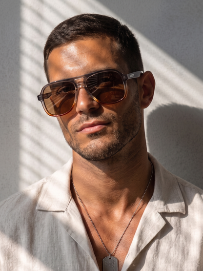 Skyer aviator retro sunglasses sunrise premium acetate frame - gradient polarised UV400 eco-friendly sunnies Manly Beach Australia 
