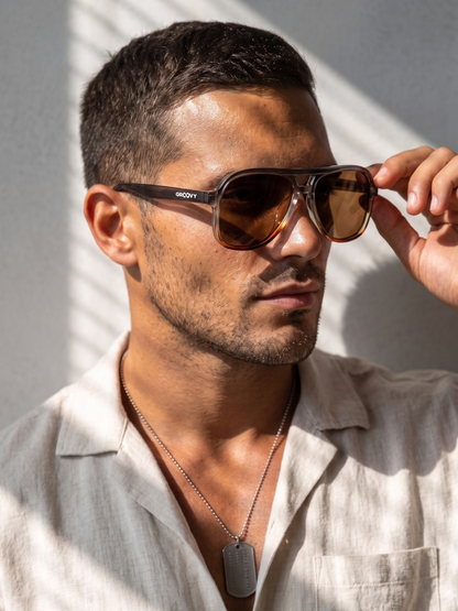 Skyer aviator retro sunglasses sunrise premium acetate frame - gradient polarised UV400 eco-friendly sunnies Manly Beach Australia 