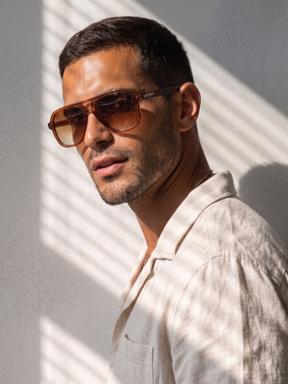 Skyer aviator retro sunglasses sunrise premium acetate frame - gradient polarised UV400 eco-friendly sunnies Manly Beach Australia 