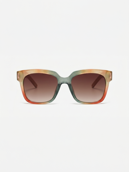 Gaia oversized square sunglasses rainbow TR90 crystal frame bamboo temples - polarised UV400 eco-friendly sunnies Manly Beach Australia 