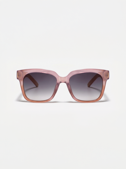 Gaia oversized square sunglasses pink TR90 crystal frame bamboo temples - polarised UV400 eco-friendly sunnies Manly Beach Australia 