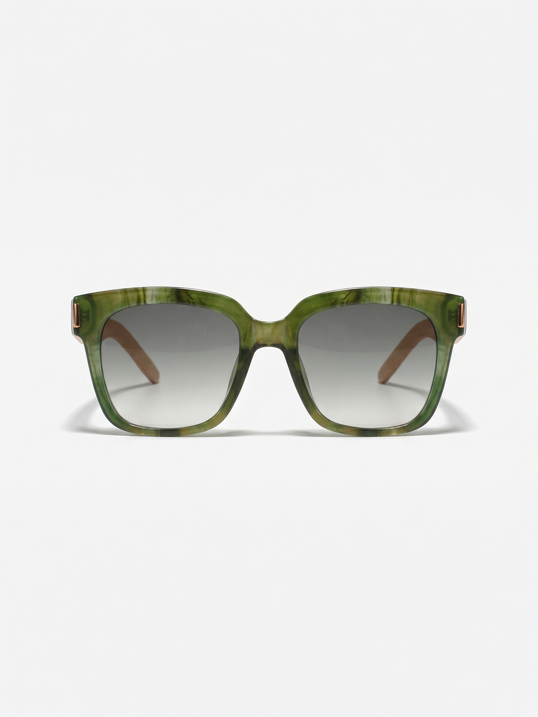 Gaia oversized square sunglasses green TR90 crystal frame bamboo temples - polarised UV400 eco-friendly sunnies Manly Beach Australia 