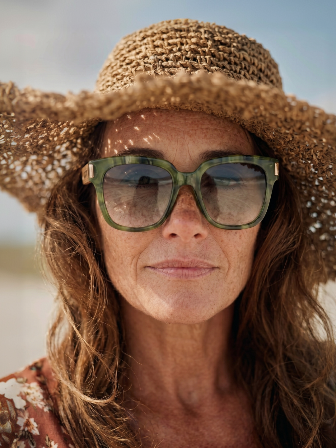 Gaia oversized square sunglasses green TR90 crystal frame bamboo temples - polarised UV400 eco-friendly sunnies Manly Beach Australia 