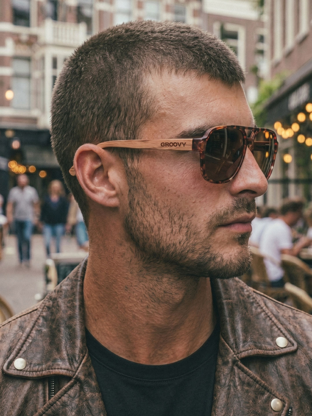 Pilot aviator sunglasses camo TR90 rubber frame zebra wood temples - polarised UV400 eco-friendly sunnies Manly Beach Australia 