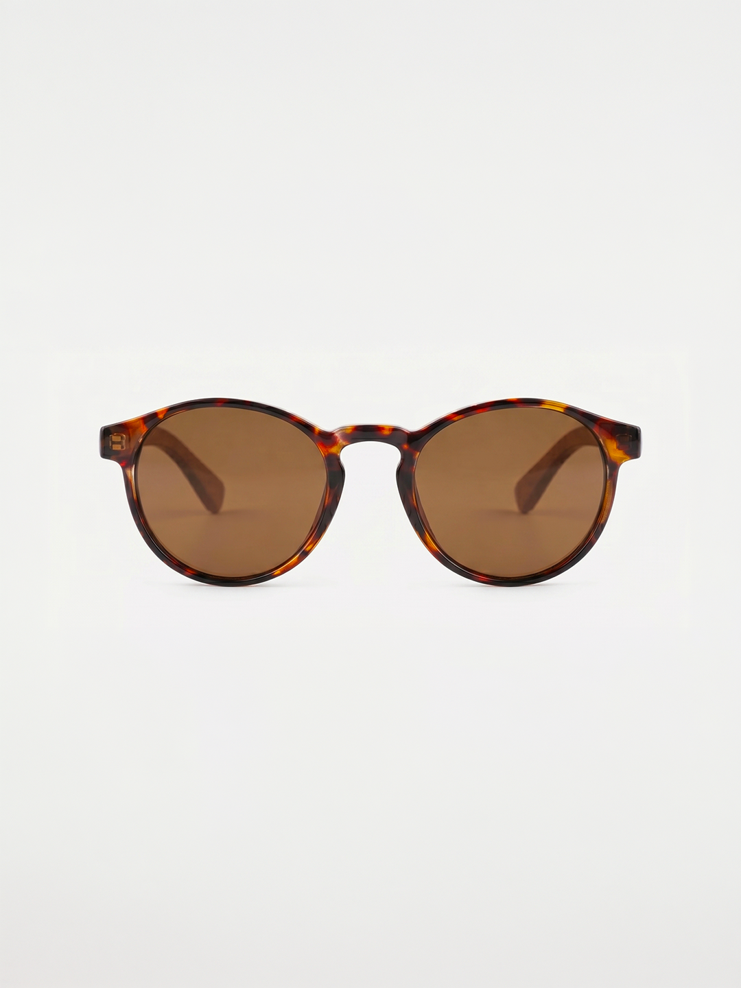Sheila round sunglasses tortoise TR90 crystal frame walnut wood temples - polarised UV400 eco-friendly sunnies Manly Beach Australia 