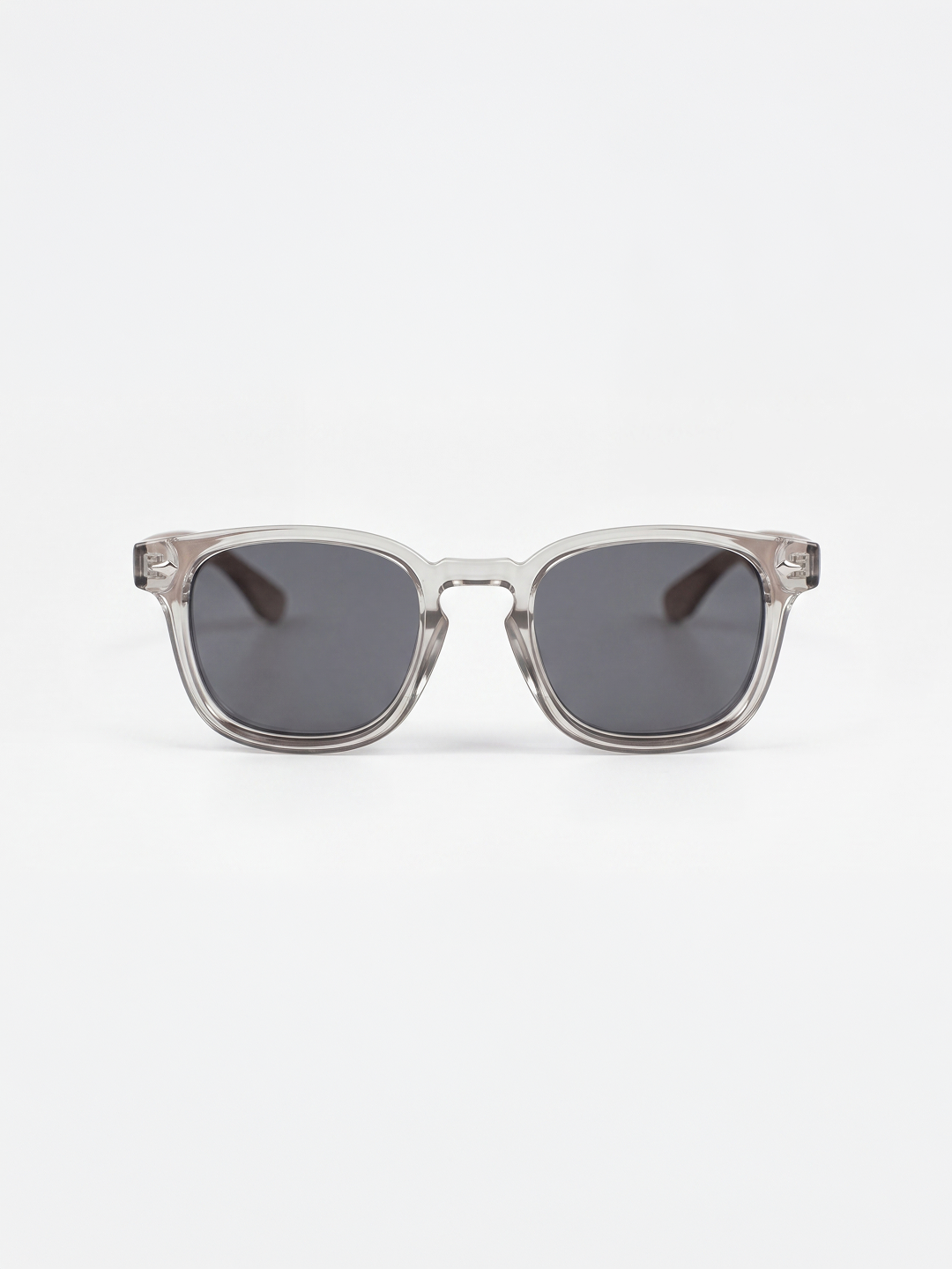 Zephyr square sunglasses lucid TR90 crystal frame walnut wood temples - polarised UV400 eco-friendly sunnies Manly Beach Australia #color_lucid