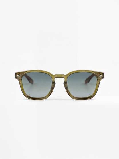 Zephyr square sunglasses green TR90 crystal frame walnut wood temples - polarised UV400 eco-friendly sunnies Manly Beach Australia 
